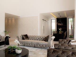 Casa Térrea - contemporânea, Camila Castilho - Arquitetura e Interiores Camila Castilho - Arquitetura e Interiores Modern living room White