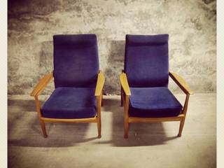 60´s Guy Rogers Reclinable Easy Chairs, Retro Wood Retro Wood Case in stile rustico