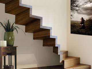 Faltwerktreppe Wuppertal, lifestyle-treppen.de lifestyle-treppen.de Koridor & Tangga Modern Kayu Wood effect