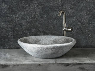 WASHBASIN IN MARBLE AND TRAVERTINE - GREY COLLECTION, Pietre di Rapolano Pietre di Rapolano Minimalist style bathroom Stone