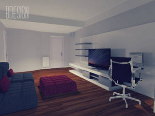 Equipamiento Departamento , Estudio BDesign Estudio BDesign Salas de estar minimalistas Compósito de madeira e plástico Cinzento