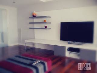 Equipamiento Departamento , Estudio BDesign Estudio BDesign Salas de estar minimalistas Compósito de madeira e plástico Vermelho