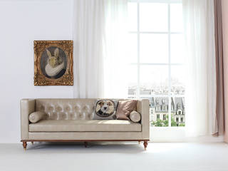 MID CENTURY HEPBUN SOFA SERIES, STYLE-K STYLE-K Scandinavian style living room Fake Leather Metallic/Silver