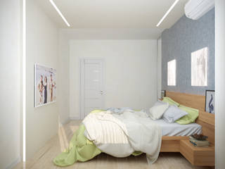 Дизайн спальни в современном стиле в ЖК "Династия", Студия интерьерного дизайна happy.design Студия интерьерного дизайна happy.design Modern style bedroom