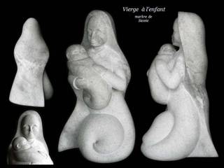 Vierge à l'enfant, Arlequin Arlequin Kunst Skulpturen Marmor Grau
