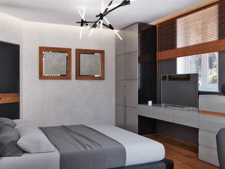 Игра текстур в интерьере спальни, Студия дизайна ROMANIUK DESIGN Студия дизайна ROMANIUK DESIGN Quartos minimalistas
