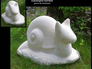 Escargot Turbo, Arlequin Arlequin アート彫刻 石 白色