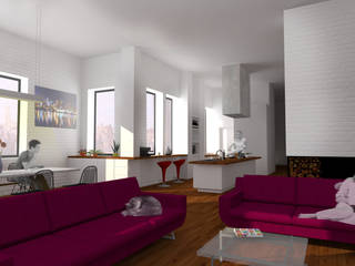 Living NYC, NoRD arquitectos NoRD arquitectos Salas modernas