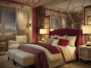 спальня "La soie pourpre", Студия дизайна Дарьи Одарюк Студия дизайна Дарьи Одарюк Mediterranean style bedroom
