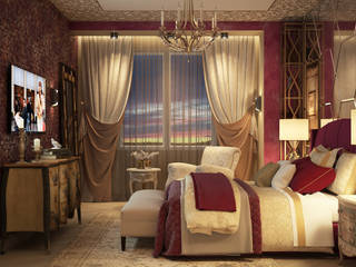 спальня "La soie pourpre", Студия дизайна Дарьи Одарюк Студия дизайна Дарьи Одарюк Bedroom