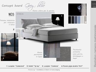 Grey Blue - Restyling zona notte, Arching - Architettura d'interni & home staging Arching - Architettura d'interni & home staging Moderne Schlafzimmer Grau