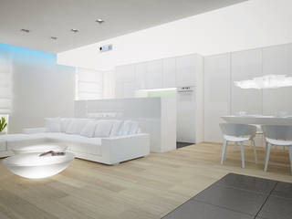 Apartament, pow. 114 m2, Elbląg-cz.3, 3miasto design 3miasto design Minimalistische woonkamers