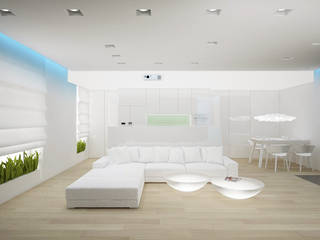Apartament, pow. 114 m2, Elbląg-cz.3, 3miasto design 3miasto design Minimalistische woonkamers