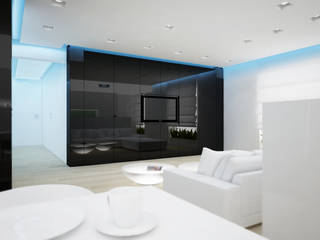 Apartament, pow. 114 m2, Elbląg-cz.3, 3miasto design 3miasto design Phòng khách phong cách tối giản