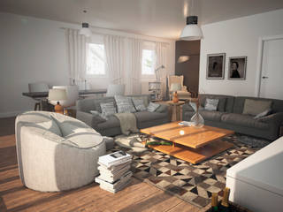 Living room, ERC ERC Phòng khách phong cách Bắc Âu