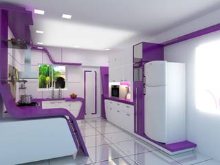 Residential project, ARY Studios ARY Studios Modern kitchen Cabinetry,Purple,Interior design,Building,Violet,Decoration,Floor,Flowerpot,Flooring,Magenta