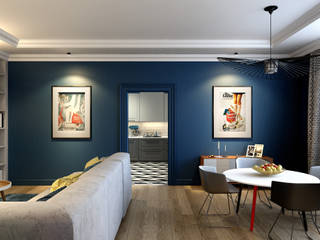 Трехкомнатная квартира для молодой семьи в современном стиле с элементами поп-арта, Studio 25 Studio 25 Living room Blue