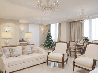 Квартира в ЖК Уфимский Кремль №1, Студия авторского дизайна ASHE Home Студия авторского дизайна ASHE Home Classic style living room