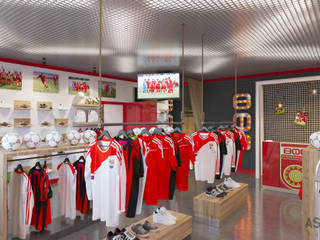 Фирменный магазин футбольного клуба Уфа, Студия авторского дизайна ASHE Home Студия авторского дизайна ASHE Home Commercial spaces