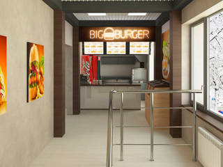 Ресторан быстрого питания "BigBurger", Мастерская архитектуры и дизайна FOX Мастерская архитектуры и дизайна FOX مساحات تجارية البلاط