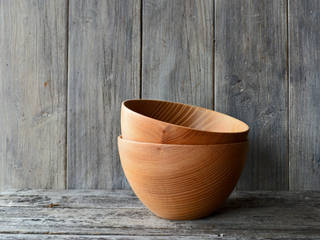 Zelkova wooden bowls, atelier dehors atelier dehors Nhà bếp phong cách tối giản Gỗ Wood effect