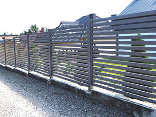Ogrodzenia realizacje, Nive Nive Modern garden Aluminium/Zinc Grey Fencing & walls