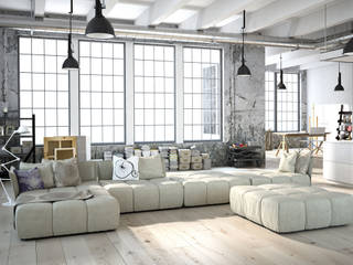 Loft, Fang Interior Design Fang Interior Design Minimalistyczny salon