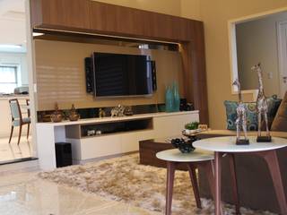 Sala de estar e jantar - Inspiração Turquesa, Daiana Oliboni Design de Interiores Daiana Oliboni Design de Interiores Ruang Keluarga Modern