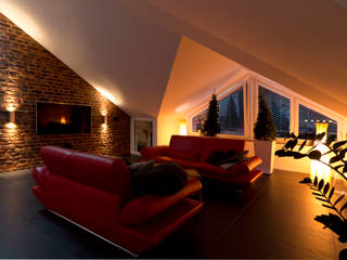 Penthouse mit Smart Home Technik in Frankfurt, casaio | smart buildings casaio | smart buildings Modern Living Room
