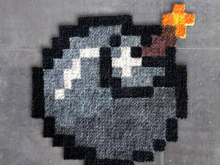 Tapis Pixel Art - Bomb! - 16x16px, Le Marcassin Ailé Le Marcassin Ailé オリジナルな 壁&床 羊毛 オレンジ
