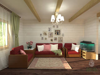 Стиль прованс в частном доме, Студия дизайна интерьера "ЙЕЛЬ" Студия дизайна интерьера 'ЙЕЛЬ' Mediterranean style living room