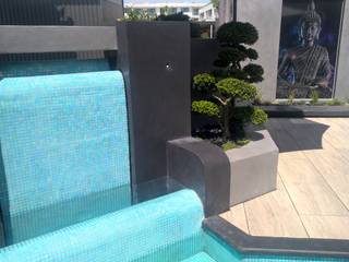 moderne Terrasse mit Wasserfall, Neues Gartendesign by Wentzel Neues Gartendesign by Wentzel Modern Bahçe