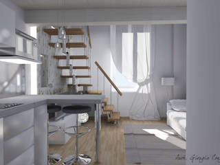 Progetto arredamento di interni mini appartamento, Arch. Giorgia Congiu Arch. Giorgia Congiu Moderne Esszimmer Weiß