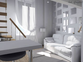 Progetto arredamento di interni mini appartamento, Arch. Giorgia Congiu Arch. Giorgia Congiu Moderne Wohnzimmer Weiß