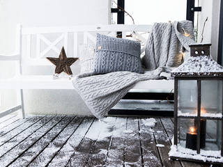 Kuscheliges Plaid und Kissen aus Wolle, Baltic Design Shop Baltic Design Shop Scandinavian style living room Wool Orange