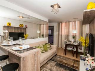 Apartamento decorado porto polaris, Débora Campos Arquiteta Débora Campos Arquiteta ห้องนั่งเล่น