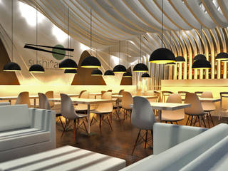 Sushi Restaurant, Antony Simões Studio Antony Simões Studio غرفة السفرة