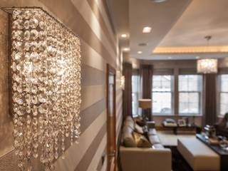 Linea W crystal wall sconces in a private residence, Manooi Manooi Classic style living room