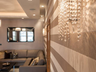 Linea W crystal wall sconces in a private residence, Manooi Manooi Classic style living room