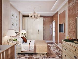 Спальня + балкон = единое пространство, Студия дизайна ROMANIUK DESIGN Студия дизайна ROMANIUK DESIGN Klassische Schlafzimmer