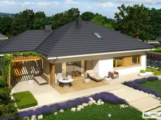 Projekt DOMU FLO III G1 – nowoczesny i energooszczędny dom z poddaszem do adaptacji, Pracownia Projektowa ARCHIPELAG Pracownia Projektowa ARCHIPELAG Moderne Häuser