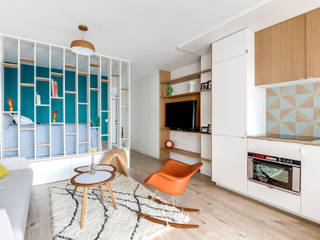 PROJET VOLTAIRE, Agence Transition Interior Design, Architectes: Carla Lopez et Margaux Meza, Transition Interior Design Transition Interior Design Modern living room