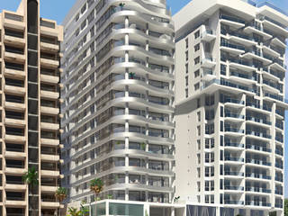 Proyecto de viviendas de lujo - Morano Mare, Area5 arquitectura SAS Area5 arquitectura SAS Modern balcony, veranda & terrace Metallic/Silver