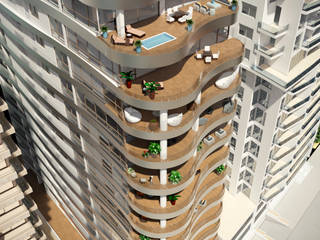 Proyecto de viviendas de lujo - Morano Mare, Area5 arquitectura SAS Area5 arquitectura SAS Балкон и терраса в стиле модерн Керамика Эффект древесины
