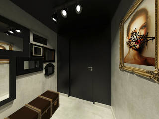 STUDIO BRANZARO Couloir, entrée, escaliers modernes Noir