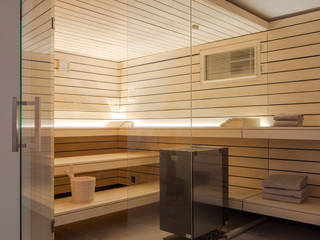 Umbau: Kellerraum zur Design Sauna, corso sauna manufaktur gmbh corso sauna manufaktur gmbh Сауна Дерево Бежевий
