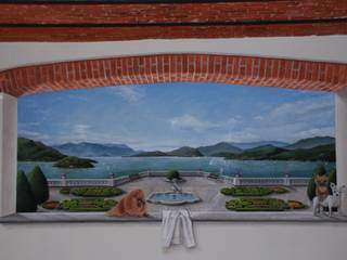 Una finestra sul lago maggiore per la spa privata, Ghirigori Lab di Arianna Colombo Ghirigori Lab di Arianna Colombo Classic style spa