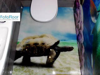 Posadzka żywiczna z motywem żółwia, FotoFloor FotoFloor Modern bathroom