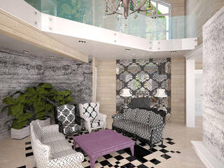 Дом в коттеджном поселке "Зимний Сад", Helen-Design Helen-Design Livings de estilo clásico