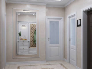 Кухня в белом + прихожая, Студия дизайна ROMANIUK DESIGN Студия дизайна ROMANIUK DESIGN Classic corridor, hallway & stairs